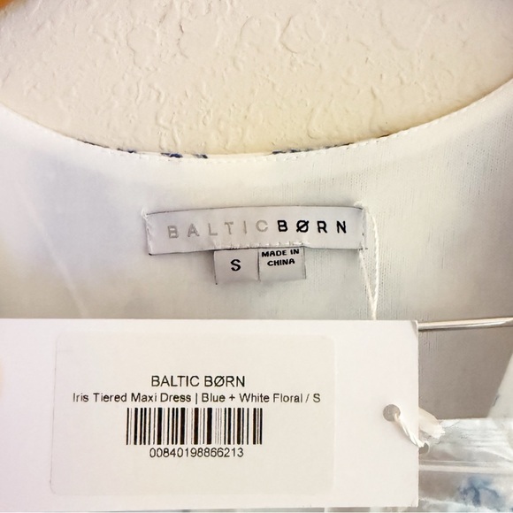 Baltic Born Iris Tiered Blue White Floral Maxi Dress Size Small - Picture 4 of 7